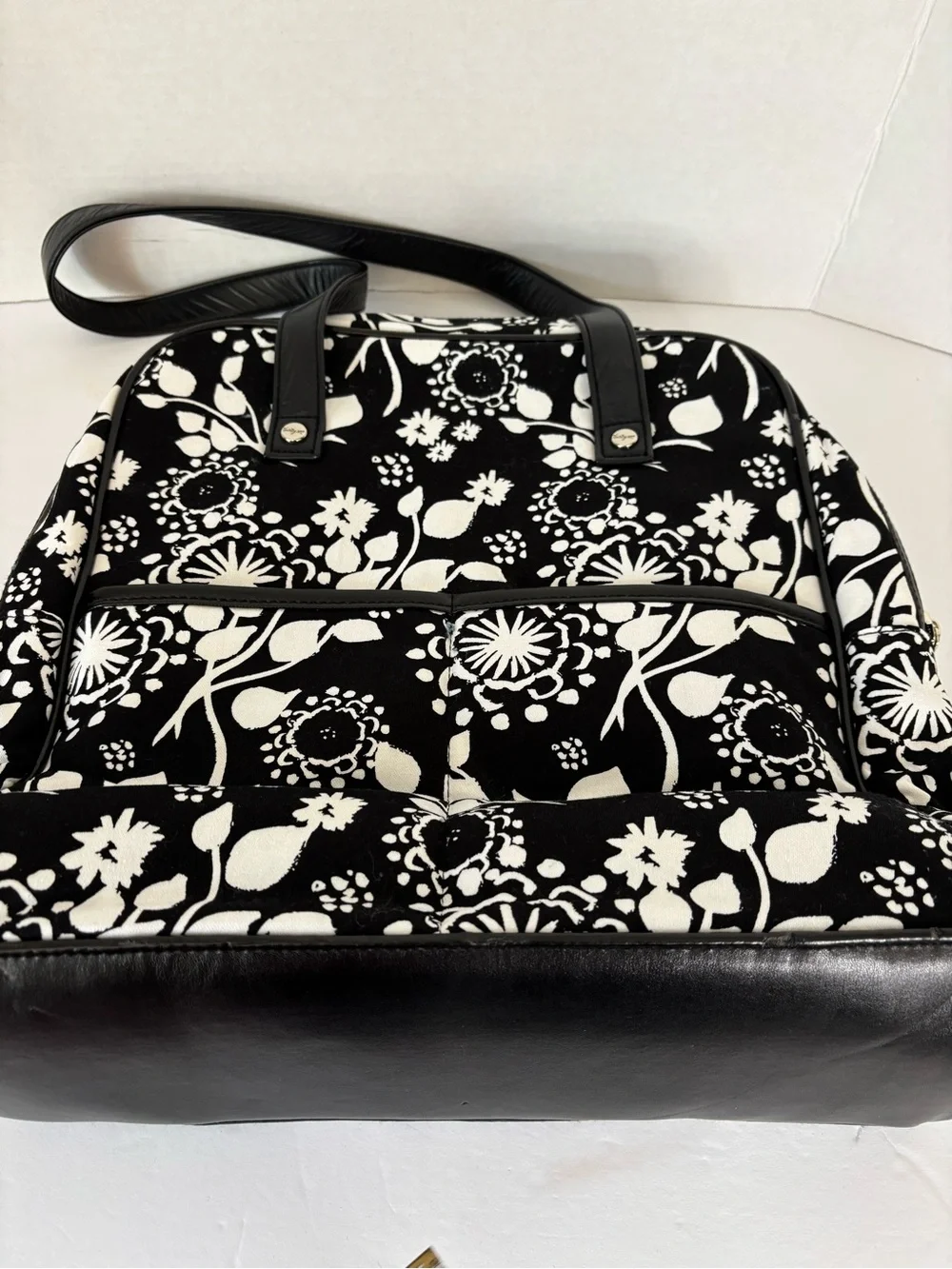 Thirty-One Black and White Floral Organizing Utility Tote